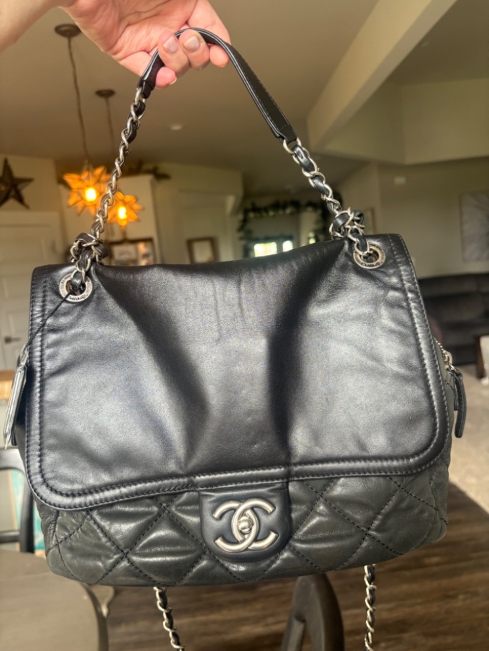 CHANEL in the Mix Flap Bag Quilted Aged Calfskin Medium Authentic (2 tone)